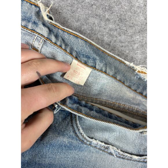 VINTAGE 90s Levis 505 Jeans Mens 36x29 Blue Denim Straight Regular Fit Grunge - Picture 6 of 7